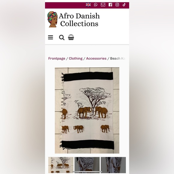 AFRO DANISH COLLECTIONS Beach Kanga Design 3 - Elephants - Picture 6 of 6